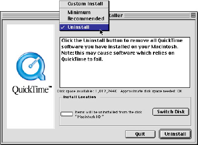 QuickTimeをアンインストール
